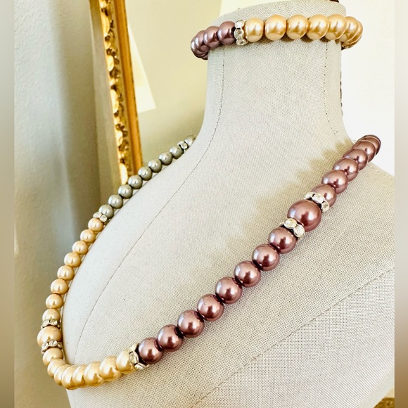 Ombré Glass pearl necklace & bracelet - Picture 3 of 16